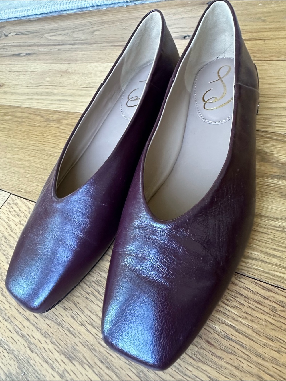 Sam Edelman Kasey Leather Square-Toe Flats Merlot size 9